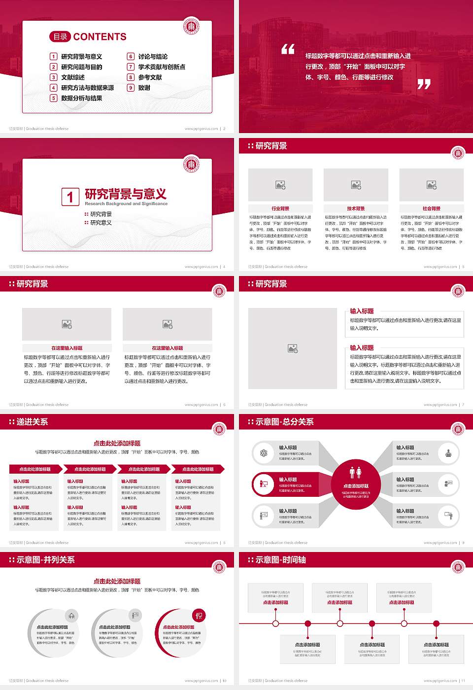 华东师范大学论文答辩标准PPT模板16:9格式幻灯片预览图2