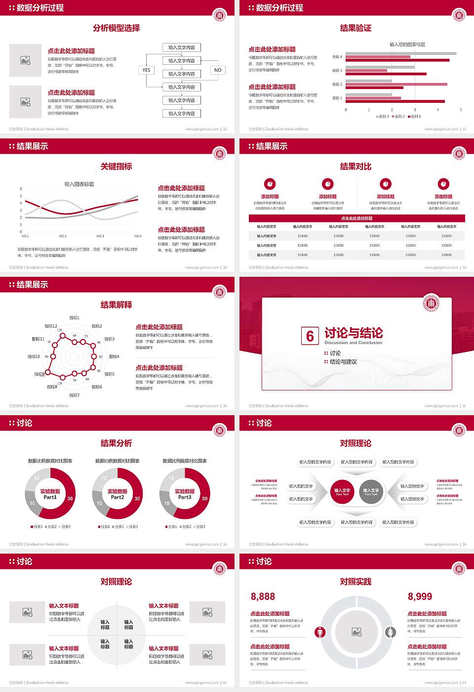 华东师范大学论文答辩标准PPT模板16:9格式幻灯片预览图5