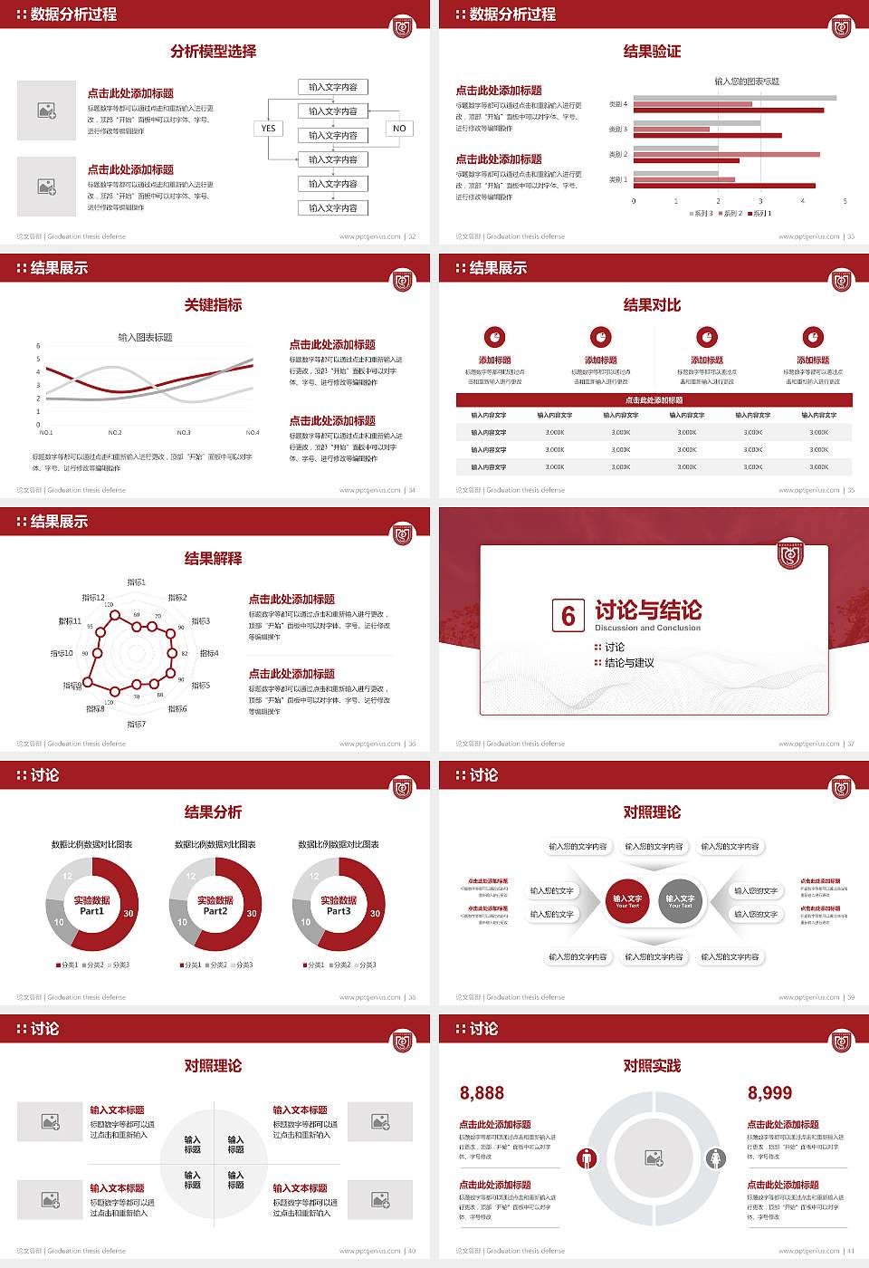 复旦大学上海医学院论文答辩标准PPT模板16:9格式幻灯片预览图5