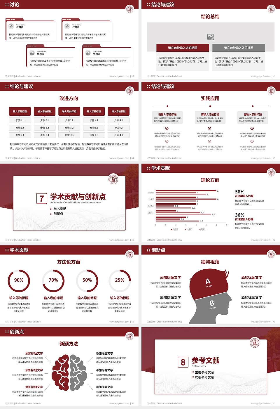 上海财经大学论文答辩标准PPT模板16:9格式幻灯片预览图6