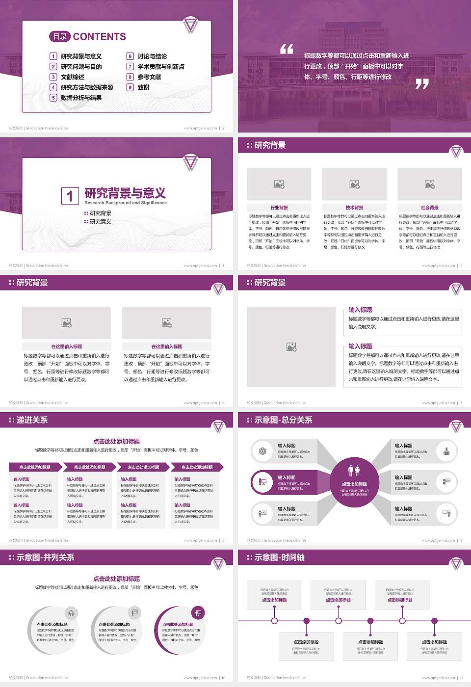 云南师范大学论文答辩标准PPT模板16:9格式幻灯片预览图2