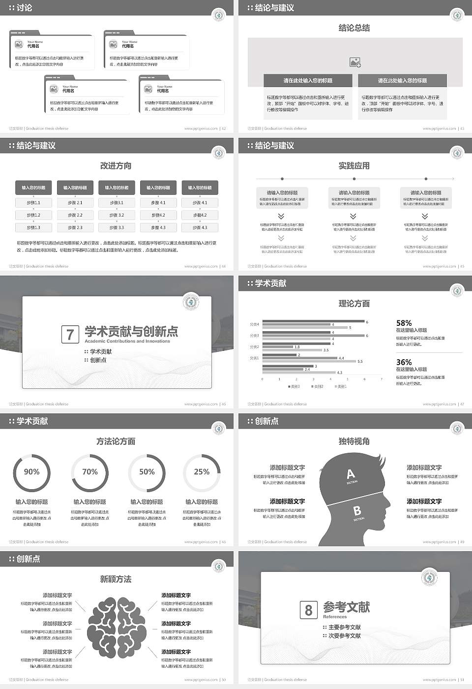 昆明卫生职业学院论文答辩标准PPT模板16:9格式幻灯片预览图6
