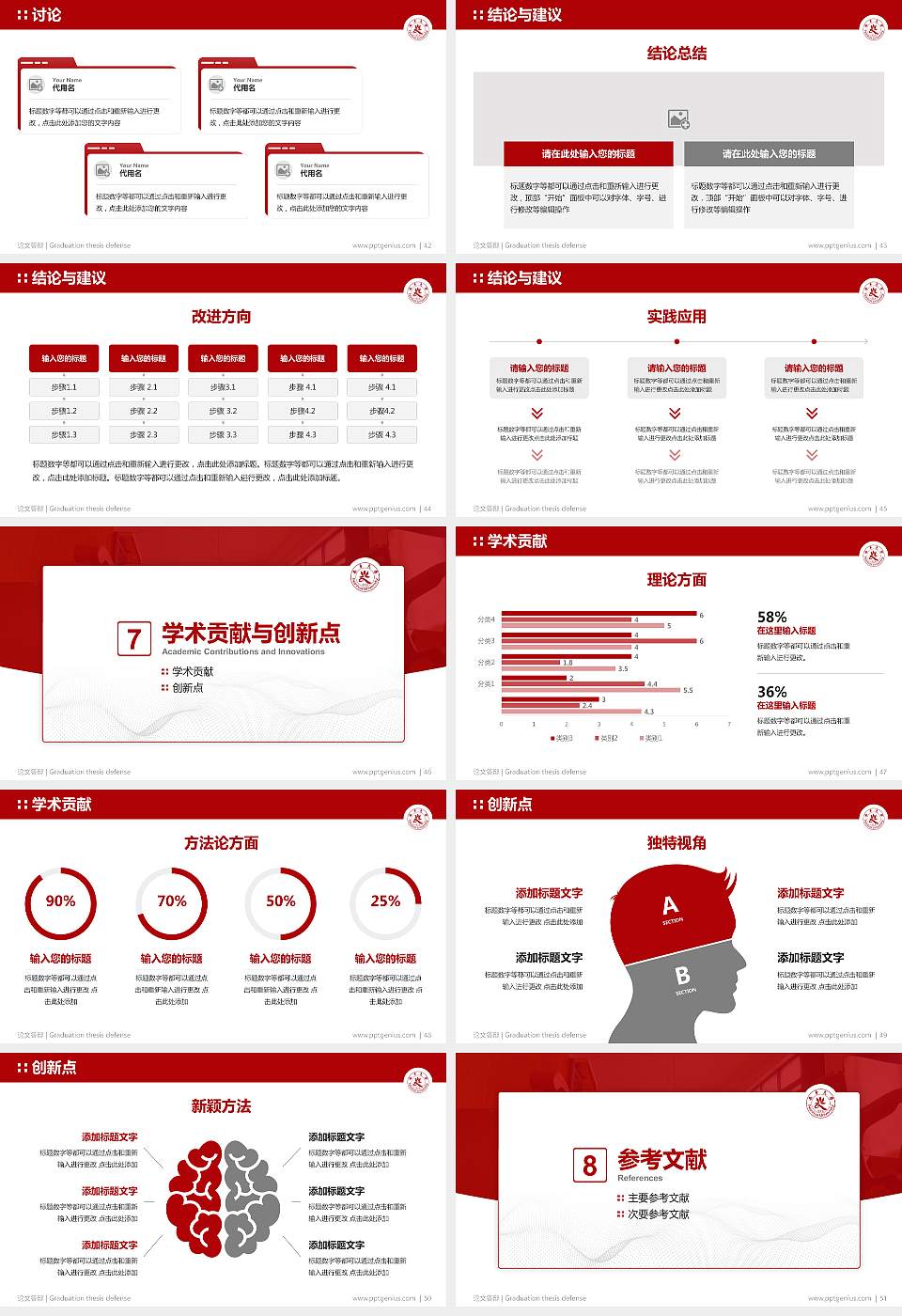 台湾南华大学论文答辩标准PPT模板16:9格式幻灯片预览图6