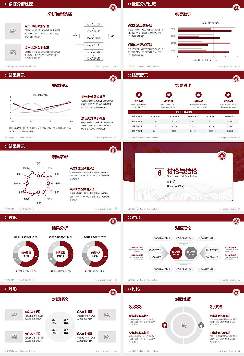玉溪师范学院论文答辩标准PPT模板16:9格式幻灯片预览图5