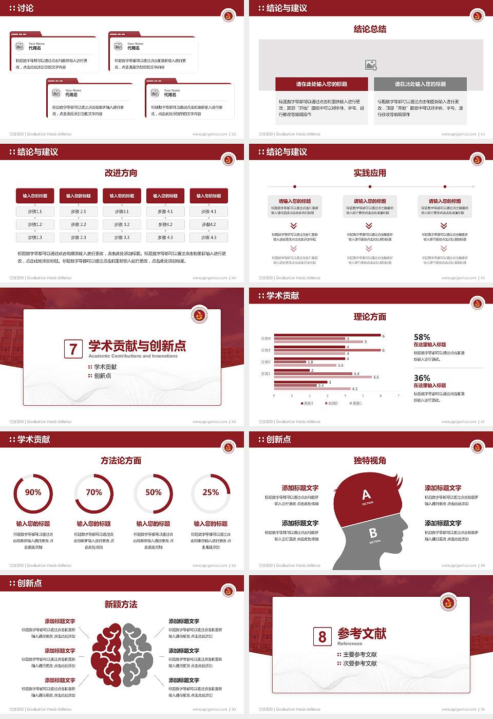 通化医药健康职业学院论文答辩标准PPT模板16:9格式幻灯片预览图6