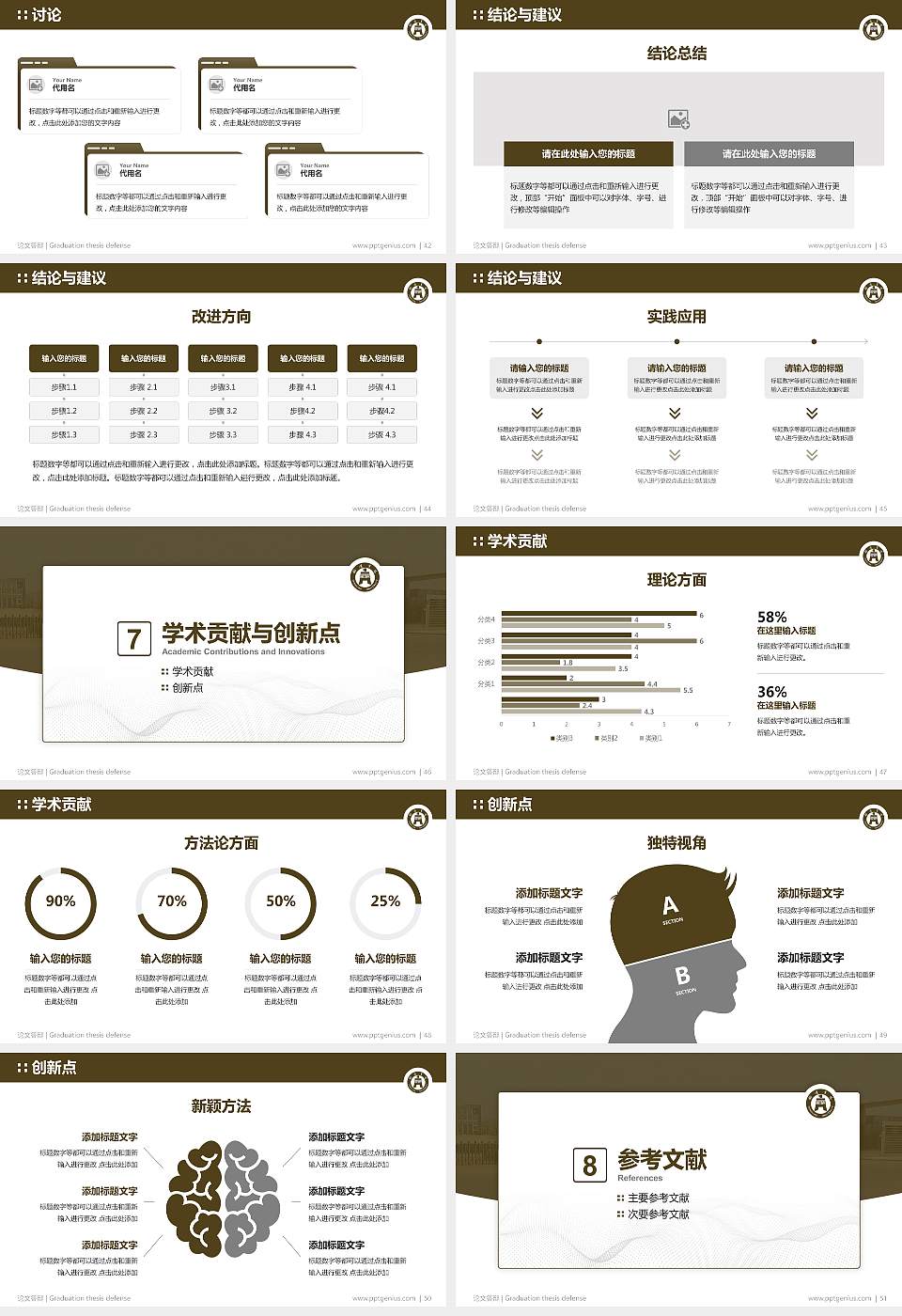 铜陵学院论文答辩标准PPT模板16:9格式幻灯片预览图6