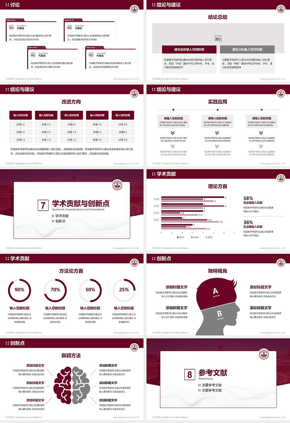 长春财经学院论文答辩标准PPT模板16:9格式幻灯片预览图6