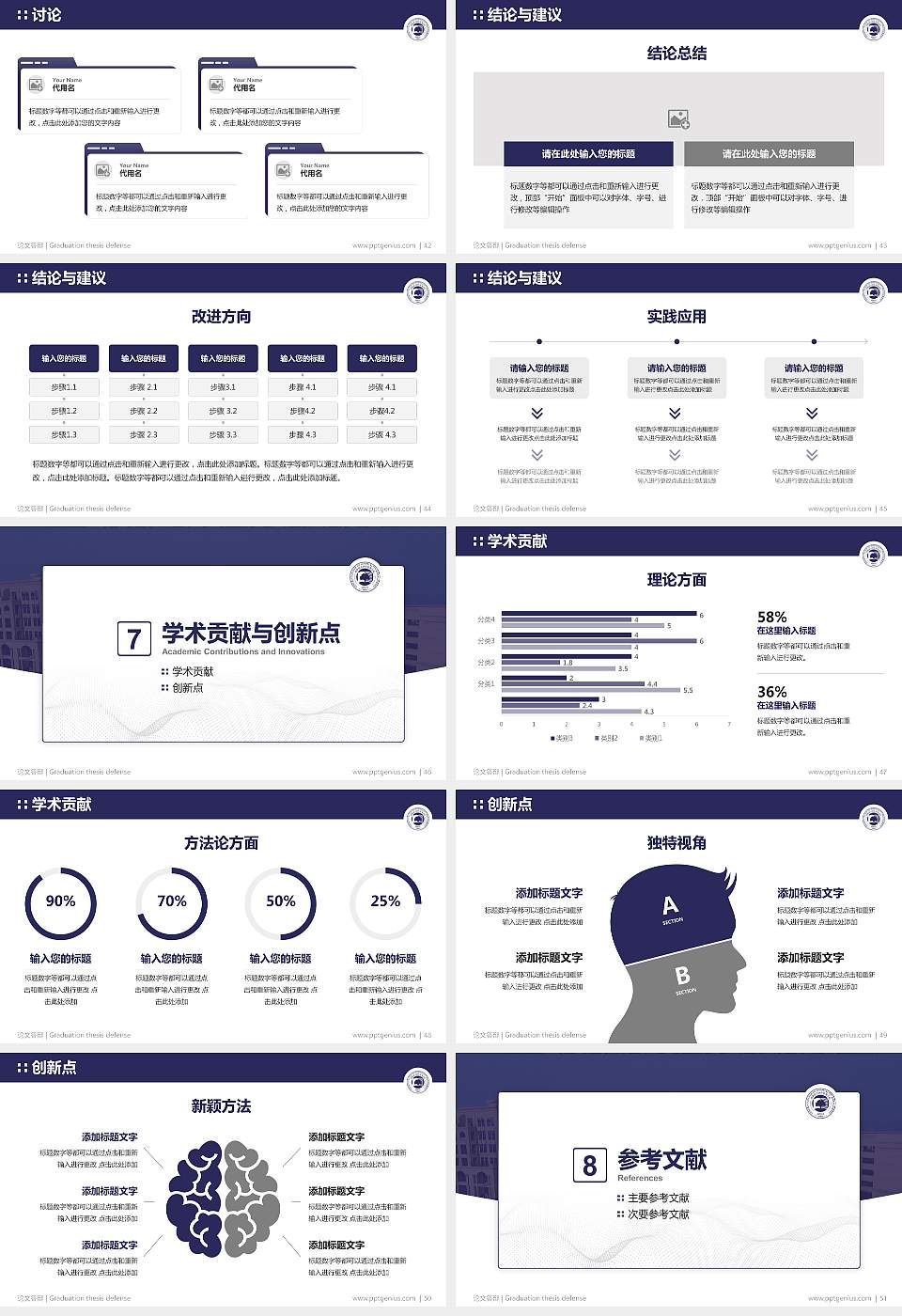 成都银杏酒店管理学院论文答辩标准PPT模板16:9格式幻灯片预览图6