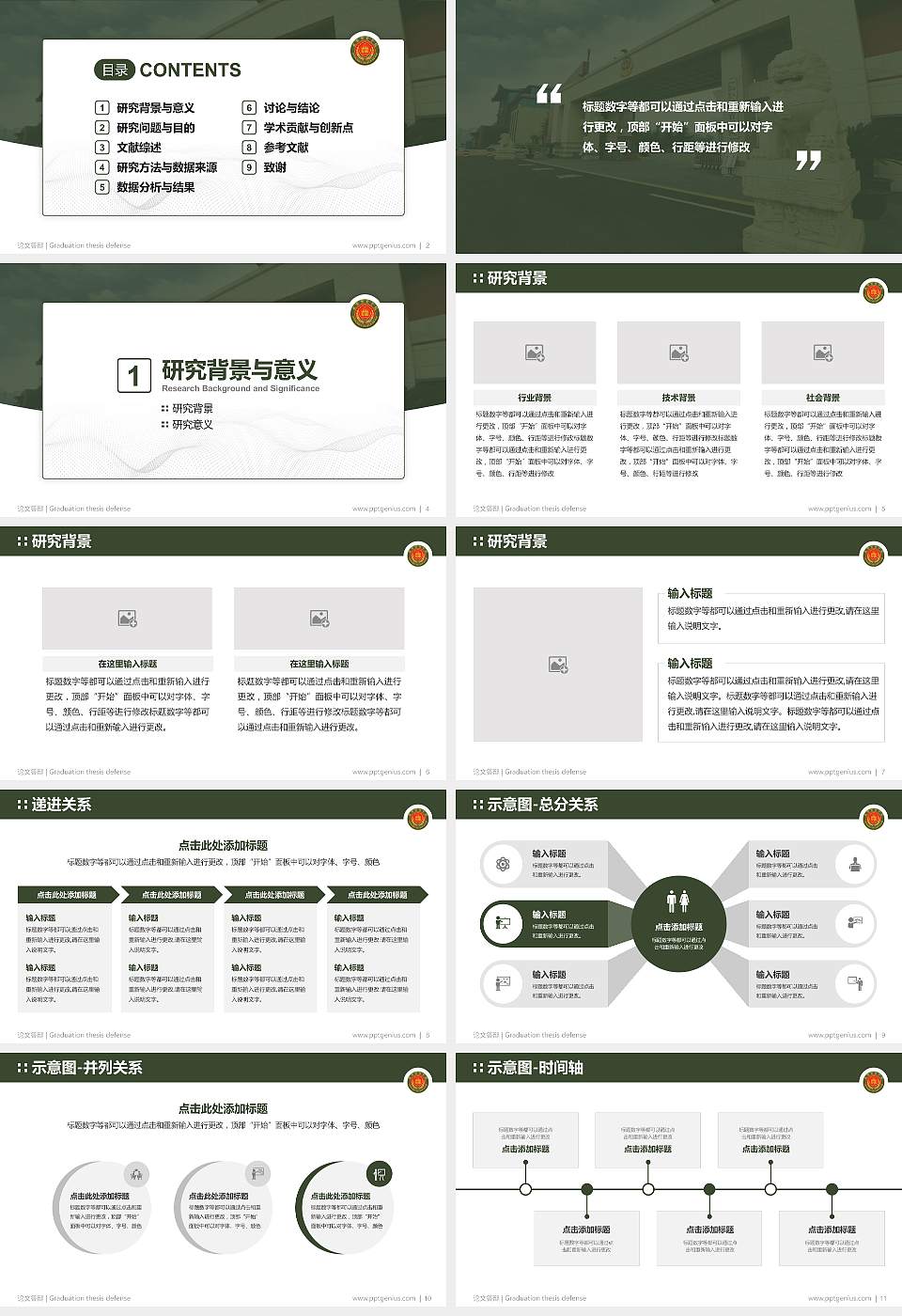 中国人民武装警察部队警官学院论文答辩标准PPT模板16:9格式幻灯片预览图2