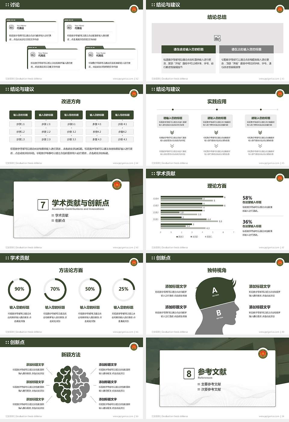 中国人民武装警察部队警官学院论文答辩标准PPT模板16:9格式幻灯片预览图6