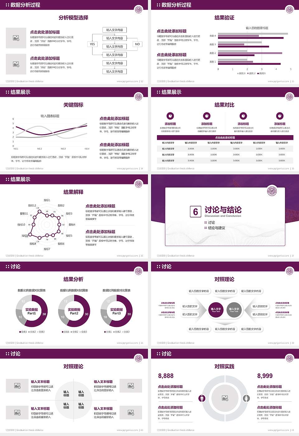 南开大学滨海学院论文答辩标准PPT模板16:9格式幻灯片预览图5