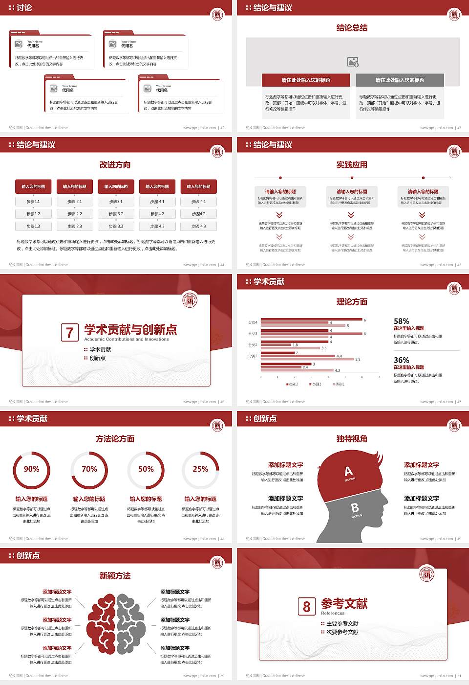 四川商务职业学院论文答辩标准PPT模板16:9格式幻灯片预览图6