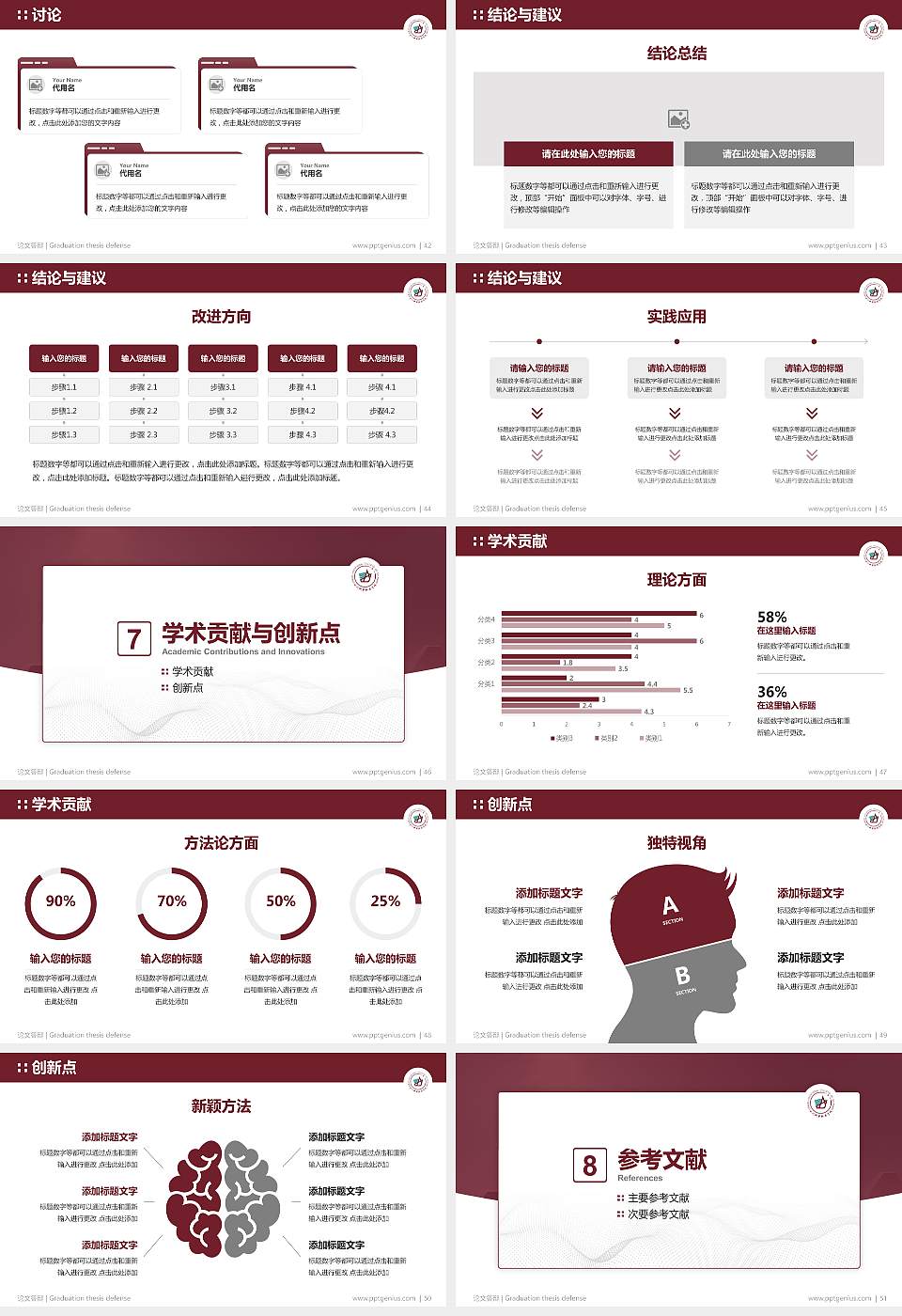 四川城市职业学院论文答辩标准PPT模板16:9格式幻灯片预览图6
