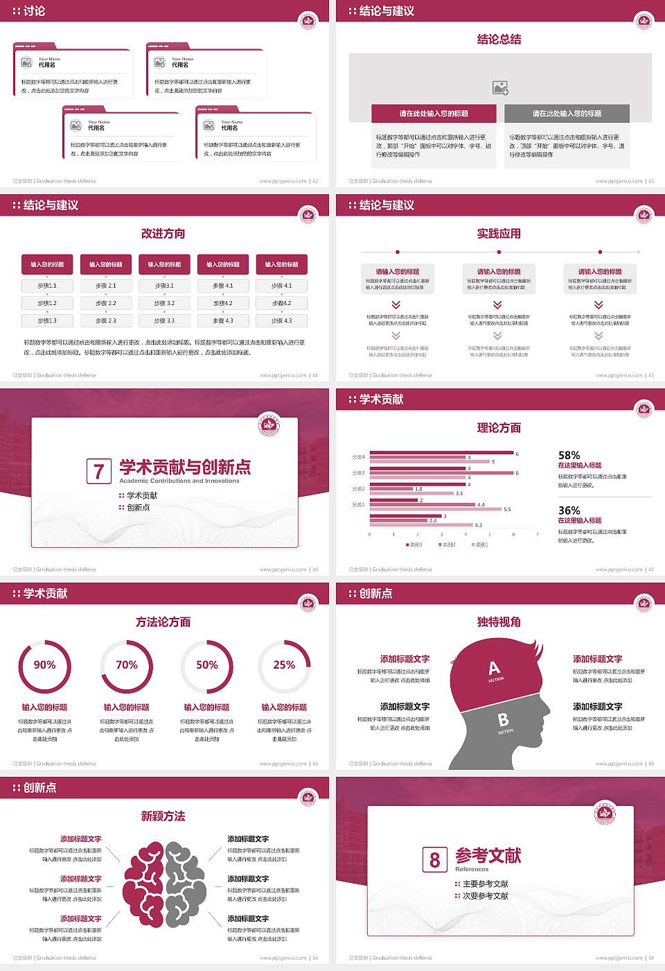 四川护理职业学院论文答辩标准PPT模板16:9格式幻灯片预览图6