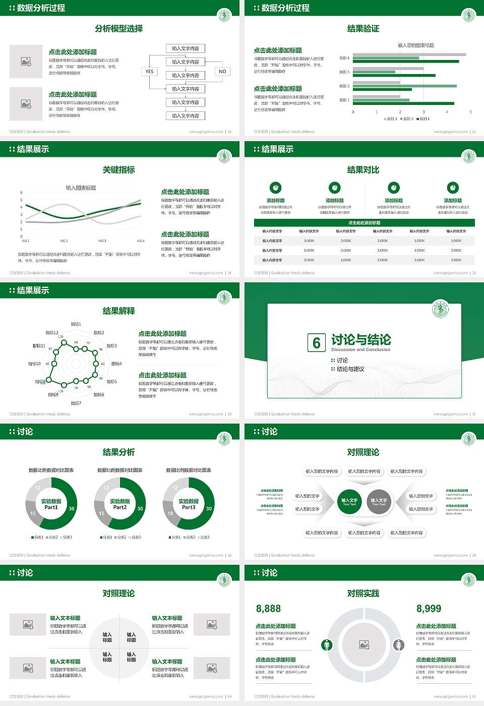 皖南医学院论文答辩标准PPT模板16:9格式幻灯片预览图5