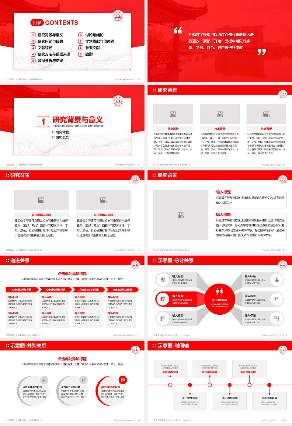 宿州学院论文答辩标准PPT模板16:9格式幻灯片预览图2