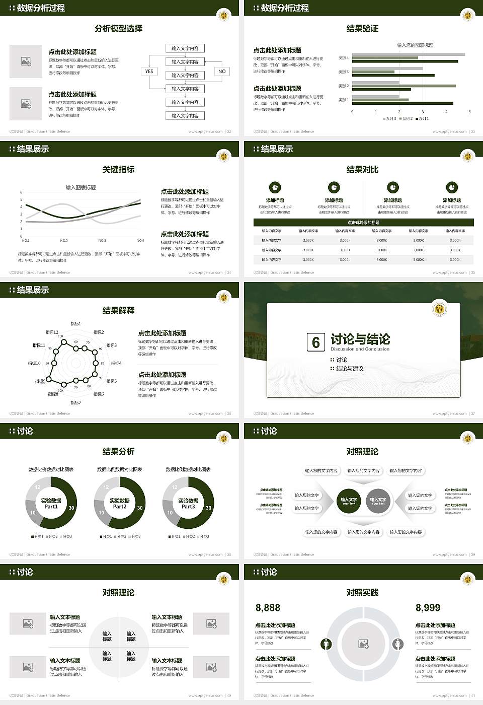 武警后勤学院论文答辩标准PPT模板16:9格式幻灯片预览图5