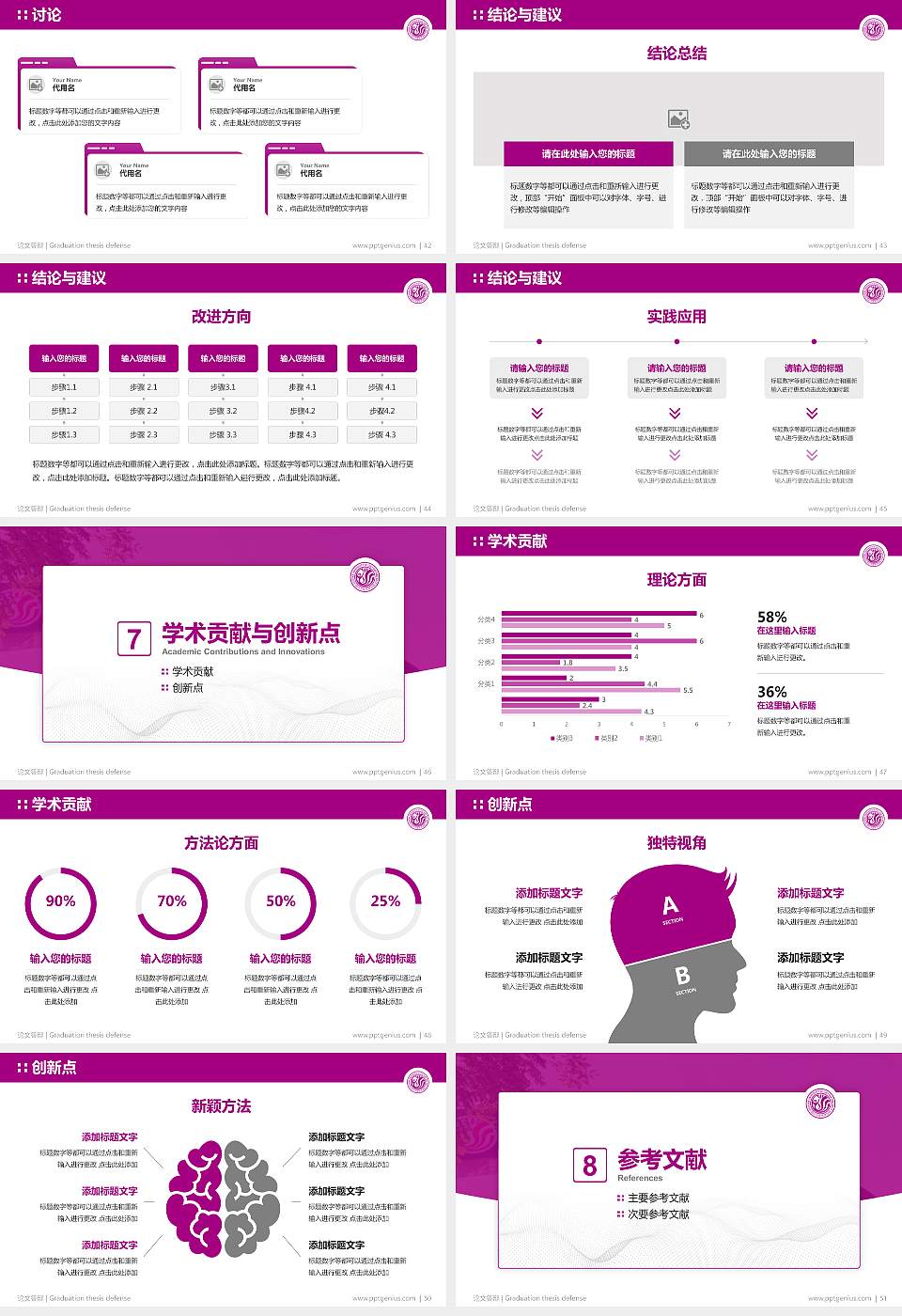 四川文化艺术学院论文答辩标准PPT模板16:9格式幻灯片预览图6