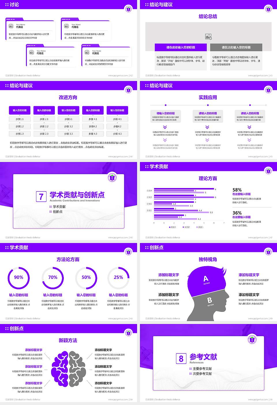 潍坊护理职业学院论文答辩标准PPT模板16:9格式幻灯片预览图6