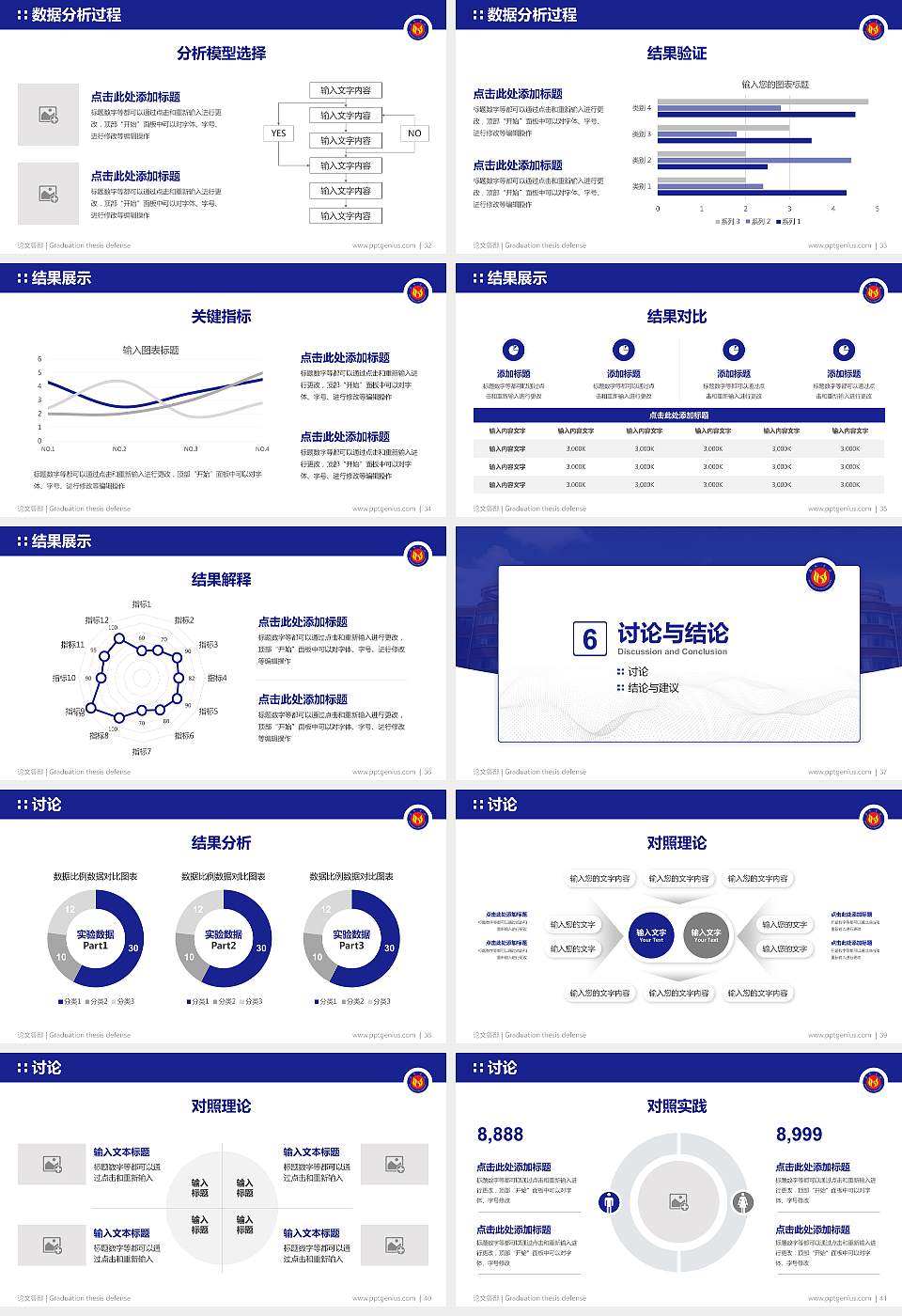 滨州学院论文答辩标准PPT模板16:9格式幻灯片预览图5