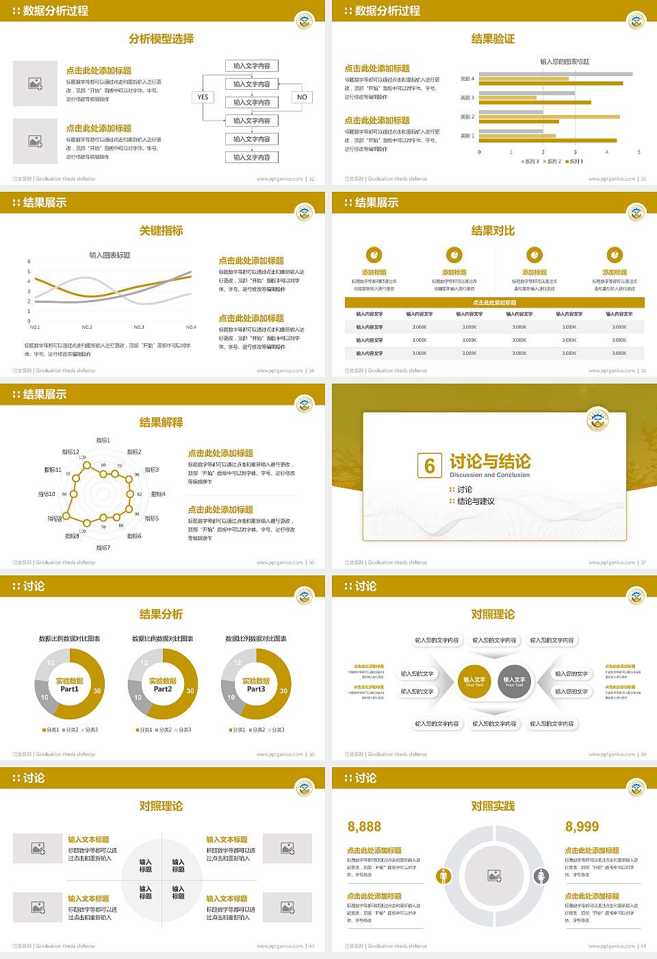 烟台黄金职业学院论文答辩标准PPT模板16:9格式幻灯片预览图5