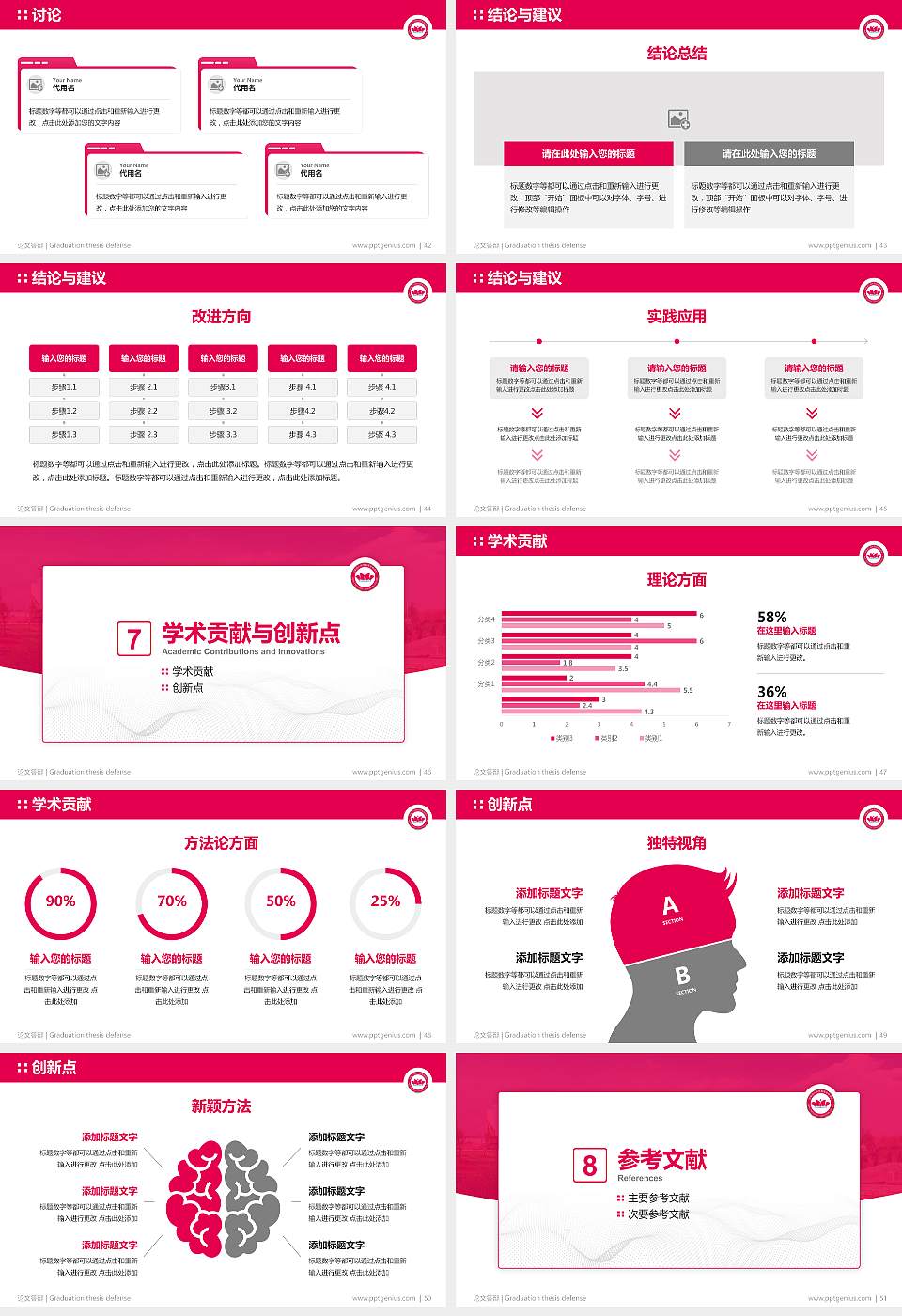 济南幼儿师范高等专科学校论文答辩标准PPT模板16:9格式幻灯片预览图6