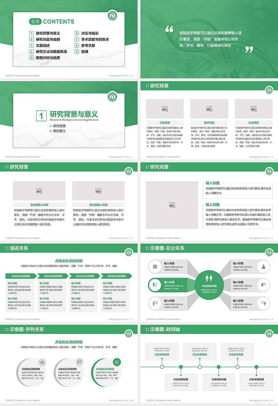 山西医科大学论文答辩标准PPT模板16:9格式幻灯片预览图2