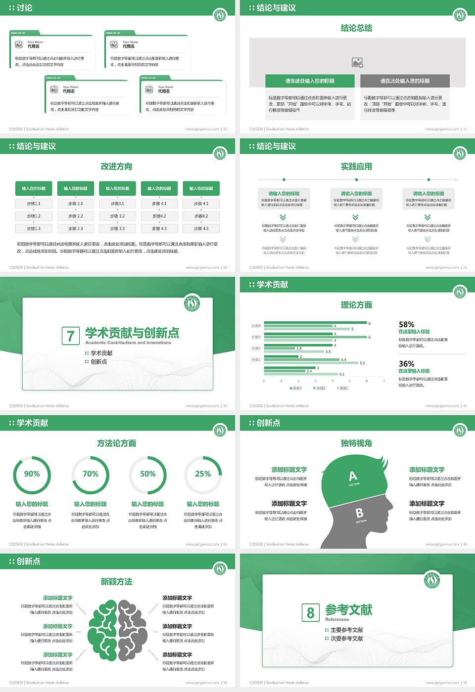 山西医科大学论文答辩标准PPT模板16:9格式幻灯片预览图6