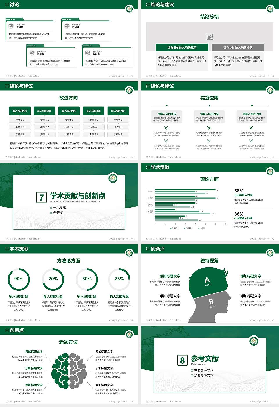 桂林医学院论文答辩标准PPT模板16:9格式幻灯片预览图6