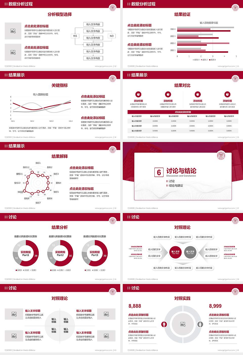 中国人民大学（苏州校区）论文答辩标准PPT模板16:9格式幻灯片预览图5