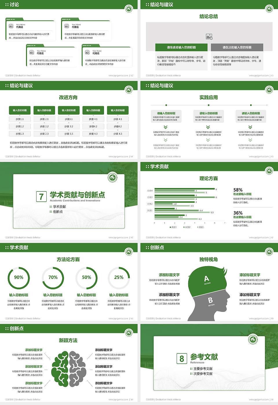 广东云浮中医药职业学院论文答辩标准PPT模板16:9格式幻灯片预览图6