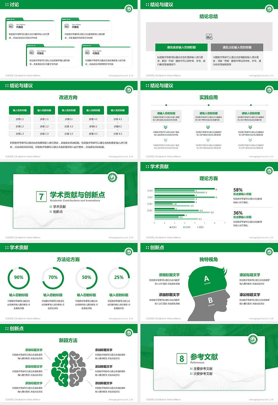 赣南医学院论文答辩标准PPT模板16:9格式幻灯片预览图6