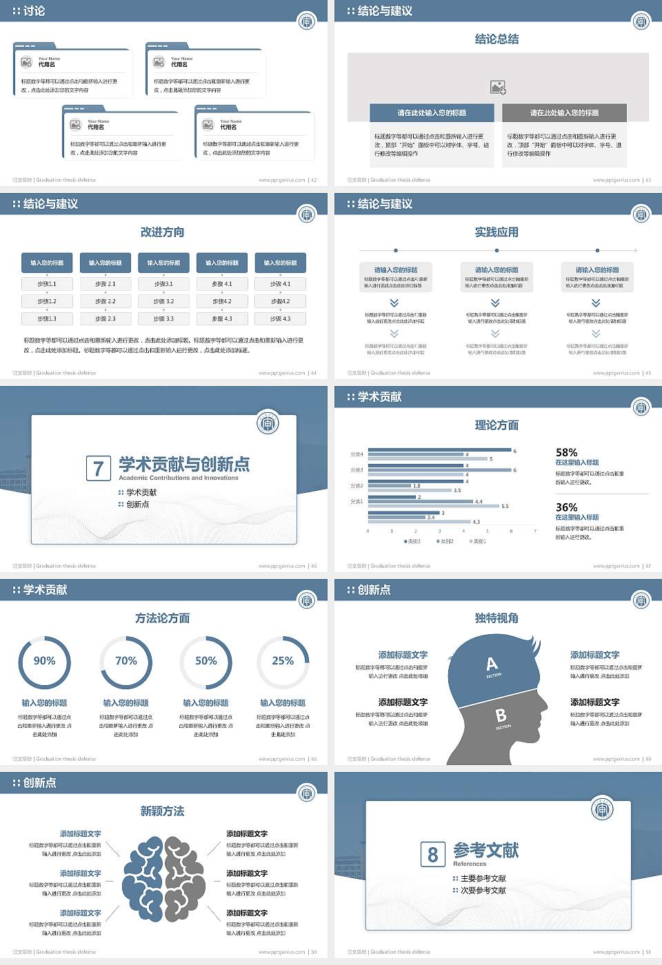 南京审计大学论文答辩标准PPT模板16:9格式幻灯片预览图6