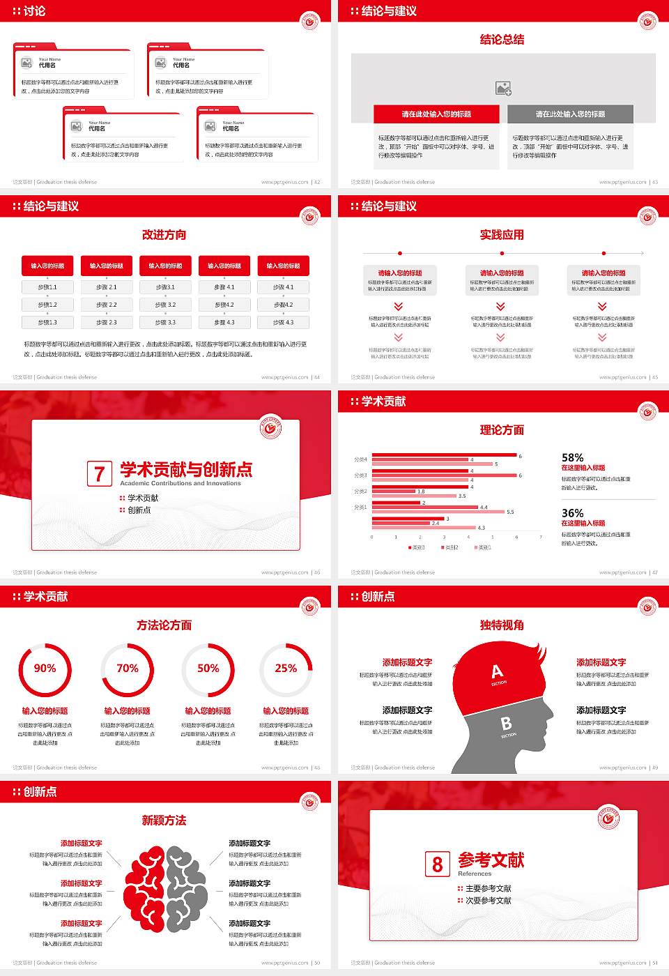 南宁师范大学师园学院论文答辩标准PPT模板16:9格式幻灯片预览图6