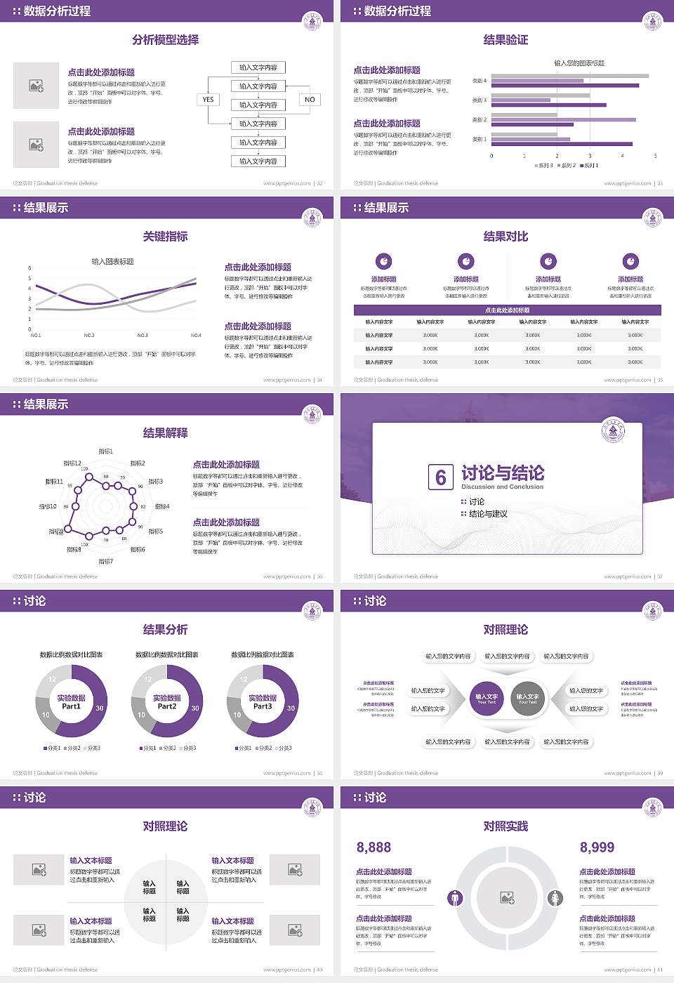 上饶师范学院论文答辩标准PPT模板16:9格式幻灯片预览图5