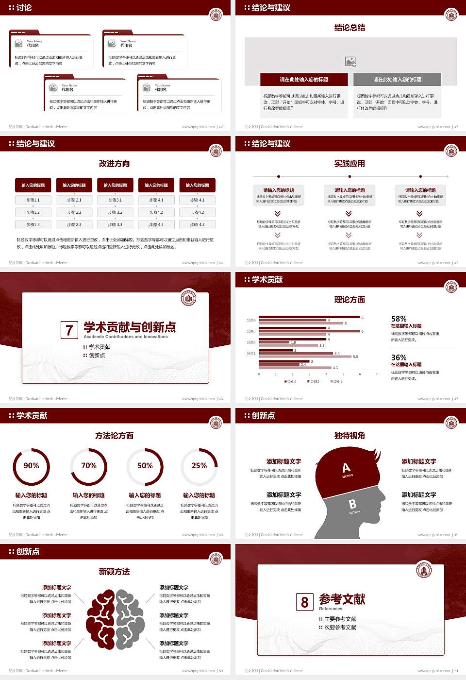 广西金融职业技术学院论文答辩标准PPT模板16:9格式幻灯片预览图6