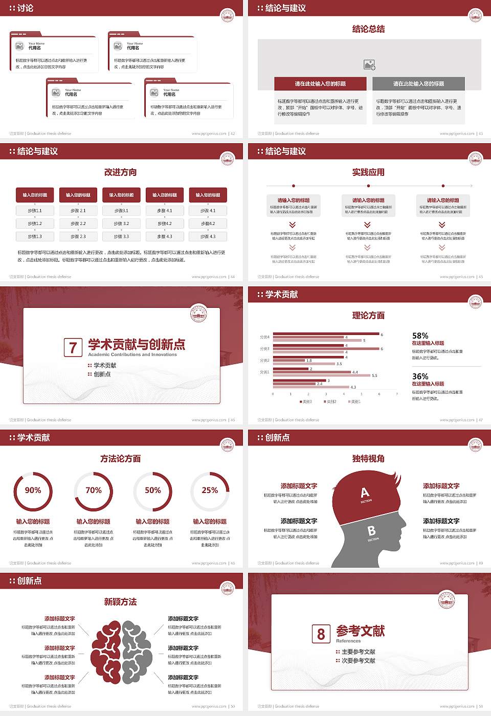 广西民族师范学院论文答辩标准PPT模板16:9格式幻灯片预览图6