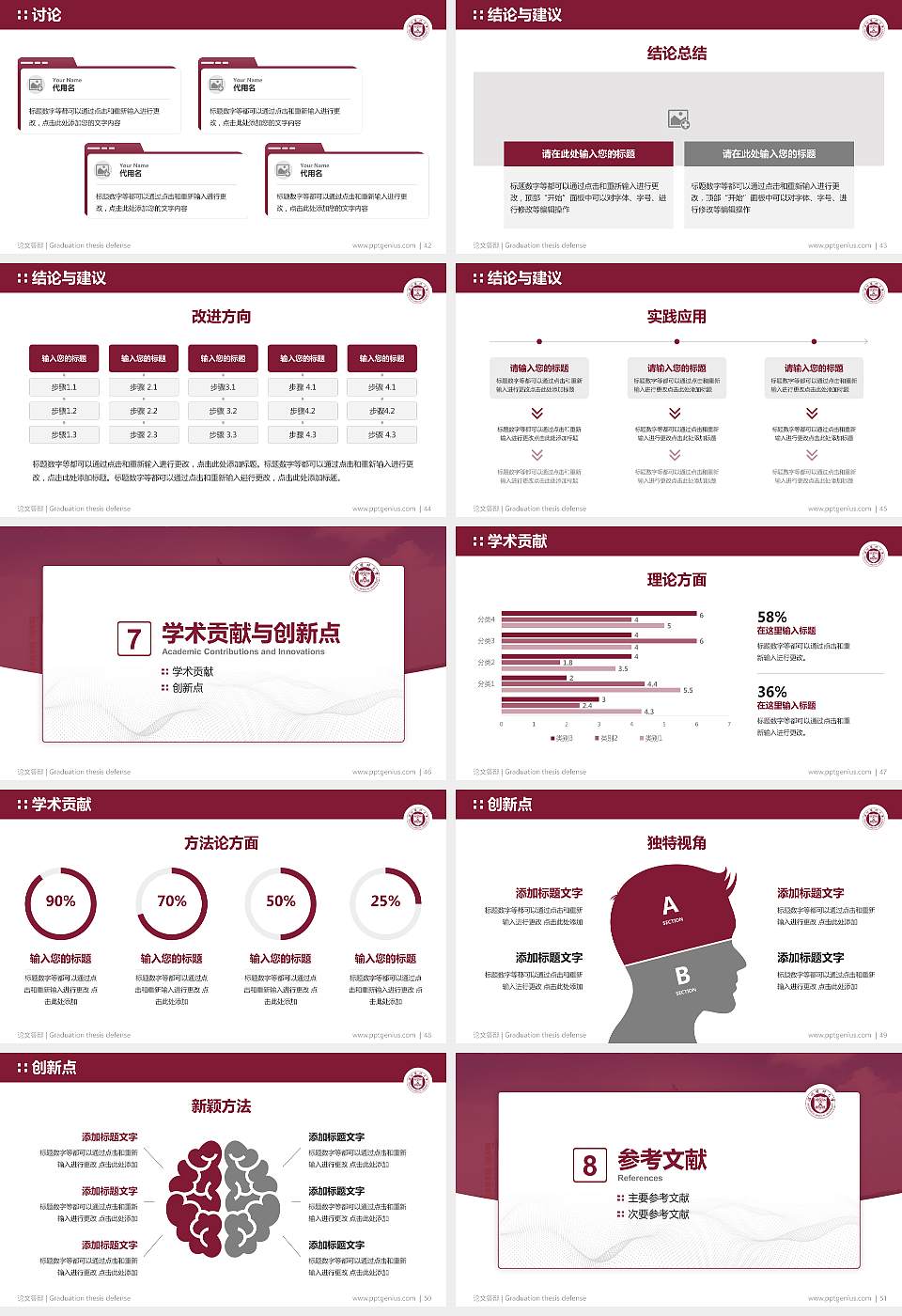 温州医科大学论文答辩标准PPT模板16:9格式幻灯片预览图6