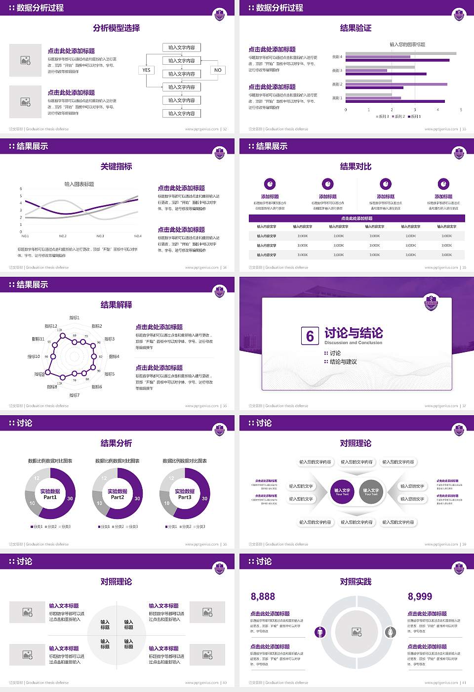 河北医科大学论文答辩标准PPT模板16:9格式幻灯片预览图5