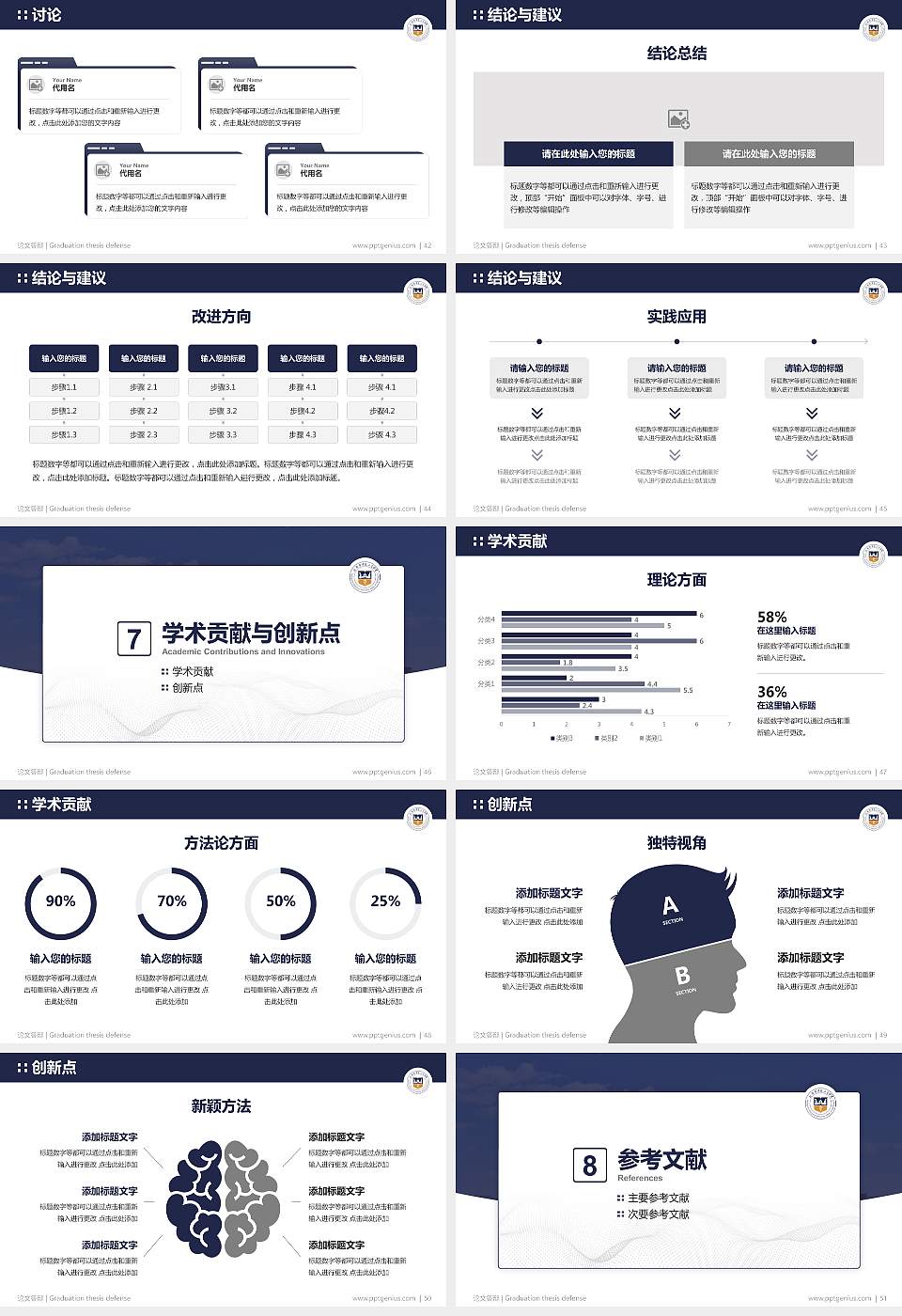 新乡医学院三全学院论文答辩标准PPT模板16:9格式幻灯片预览图6