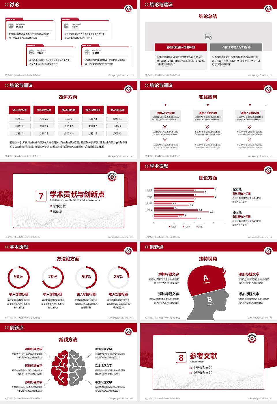 郑州商学院论文答辩标准PPT模板16:9格式幻灯片预览图6