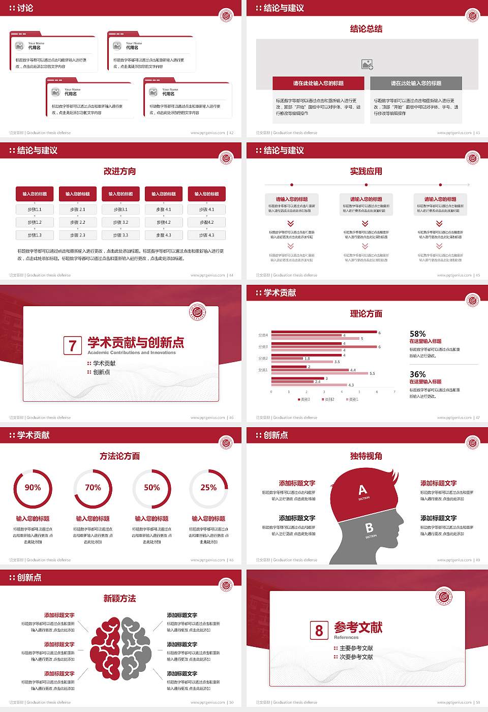 鹤壁职业技术学院论文答辩标准PPT模板16:9格式幻灯片预览图6