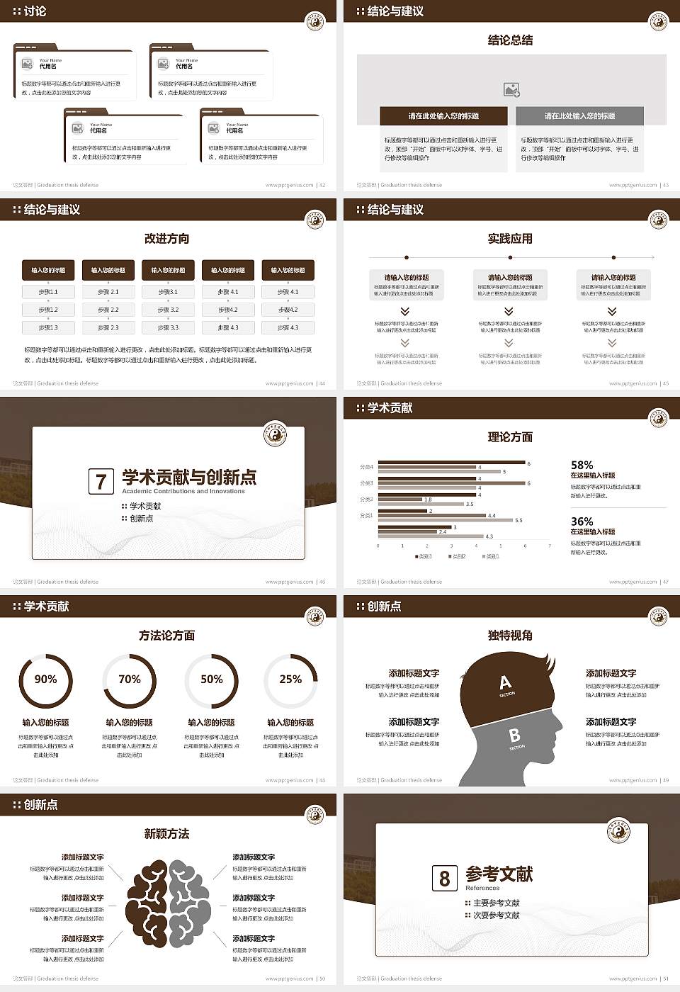 河南中医药大学论文答辩标准PPT模板16:9格式幻灯片预览图6
