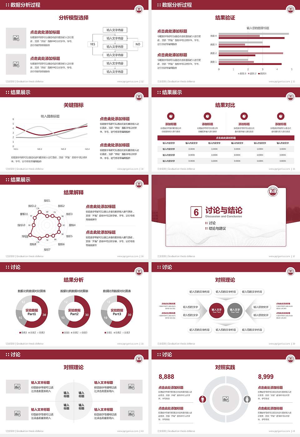 许昌陶瓷职业学院论文答辩标准PPT模板16:9格式幻灯片预览图5