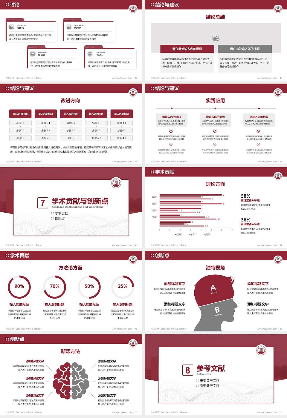 许昌陶瓷职业学院论文答辩标准PPT模板16:9格式幻灯片预览图6