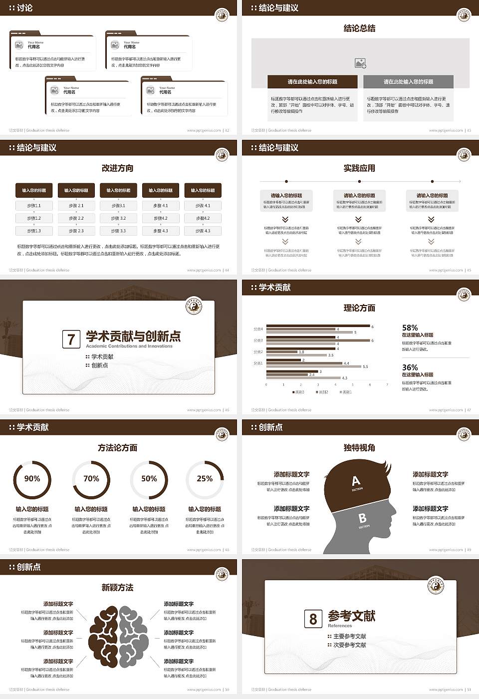 河南中医学院论文答辩标准PPT模板16:9格式幻灯片预览图6