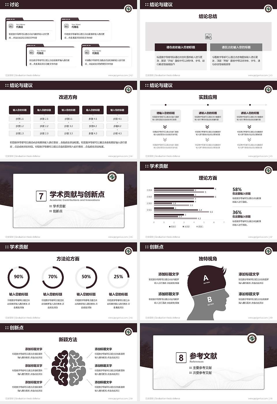 中南林业科技大学论文答辩标准PPT模板16:9格式幻灯片预览图6