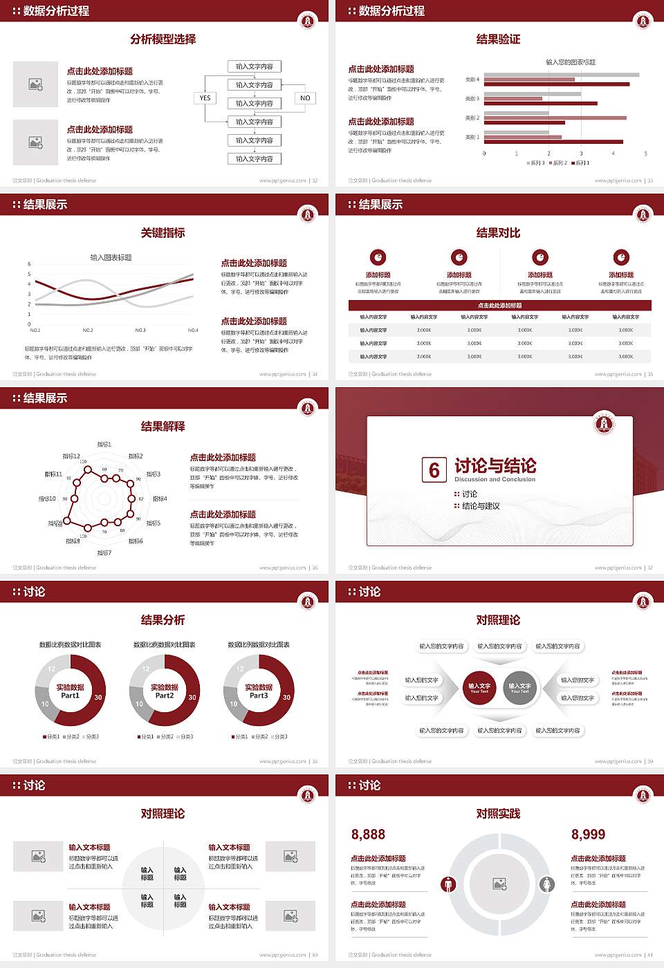 湖南工商大学论文答辩标准PPT模板16:9格式幻灯片预览图5