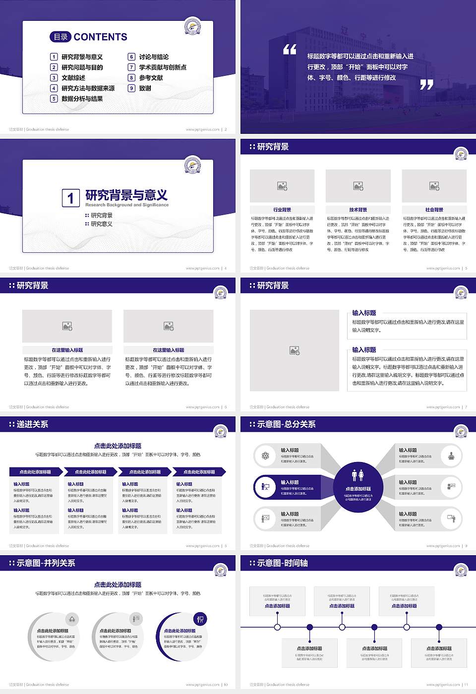 辽宁中医药大学论文答辩标准PPT模板16:9格式幻灯片预览图2