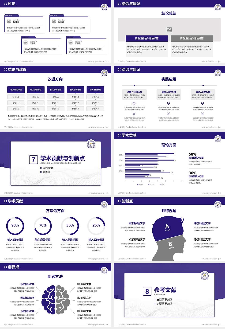 辽宁中医药大学论文答辩标准PPT模板16:9格式幻灯片预览图6